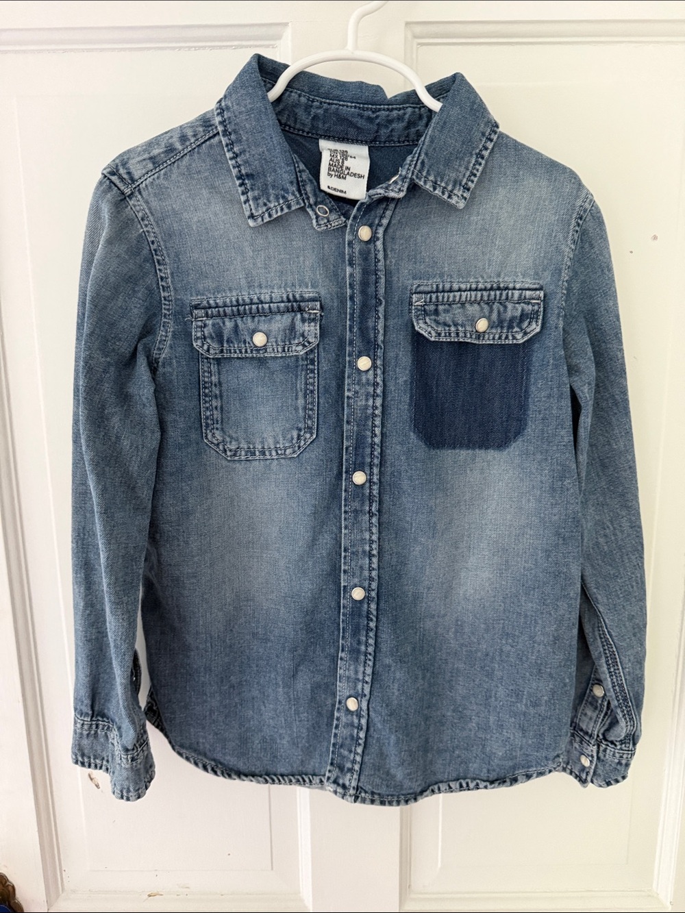 H&M Kids Denim Button-Up Shirt - Light Blue denim chambray 7-8